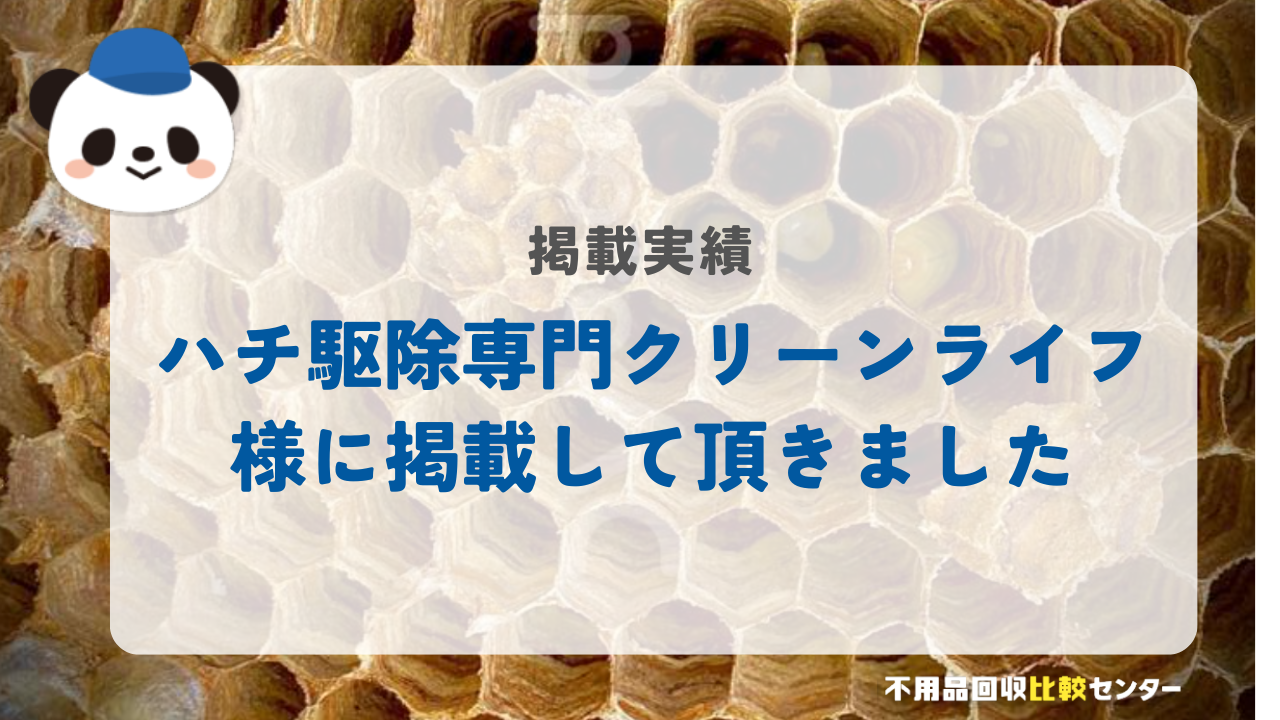 ハチ駆除専門の「ハチ駆除専門クリーンライフ」に掲載されました！